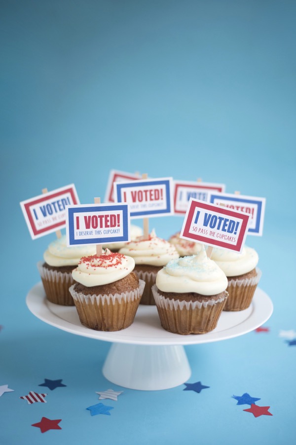 DIY I Voted cupcake toppers for kids from Oh Happy Day