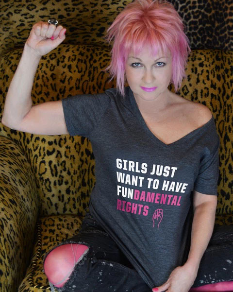 Cool feminist gifts: Girls Just Wanna Have Fundamental Rights shirt supporting women's healthcare + LGBT youth