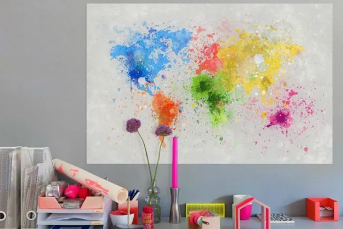 Paint Splatter World Map wall decal. Pretty!