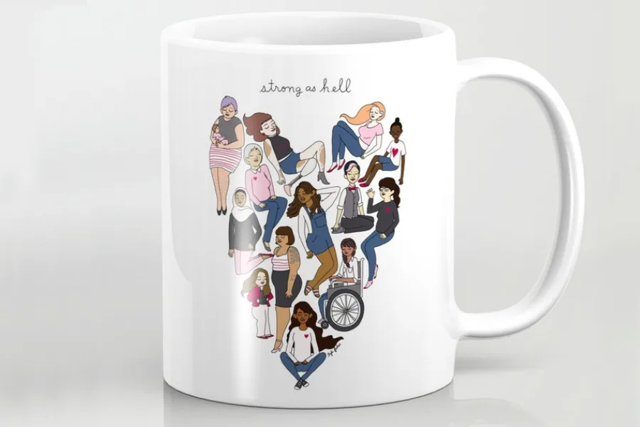 Strong as hell mug by Tyler Feder: Cool progressive Mother's Day gift