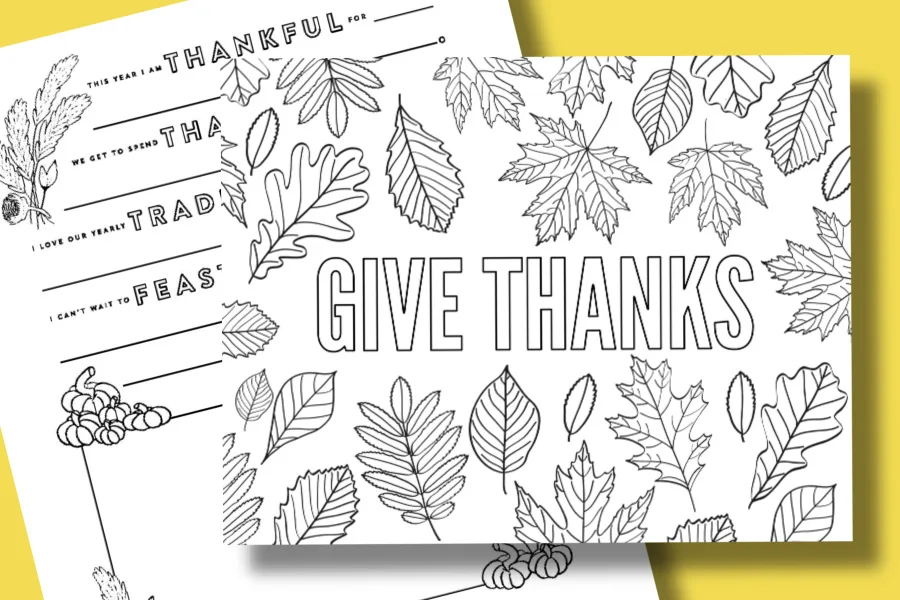 Free printable Thanksgiving coloring pages to help children (and adults) express gratitude