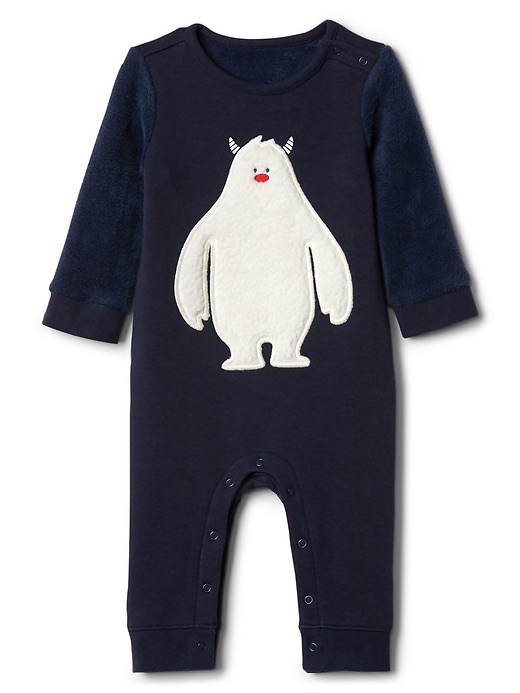 Christmas pajamas for babies: Yeti romper at The Gap