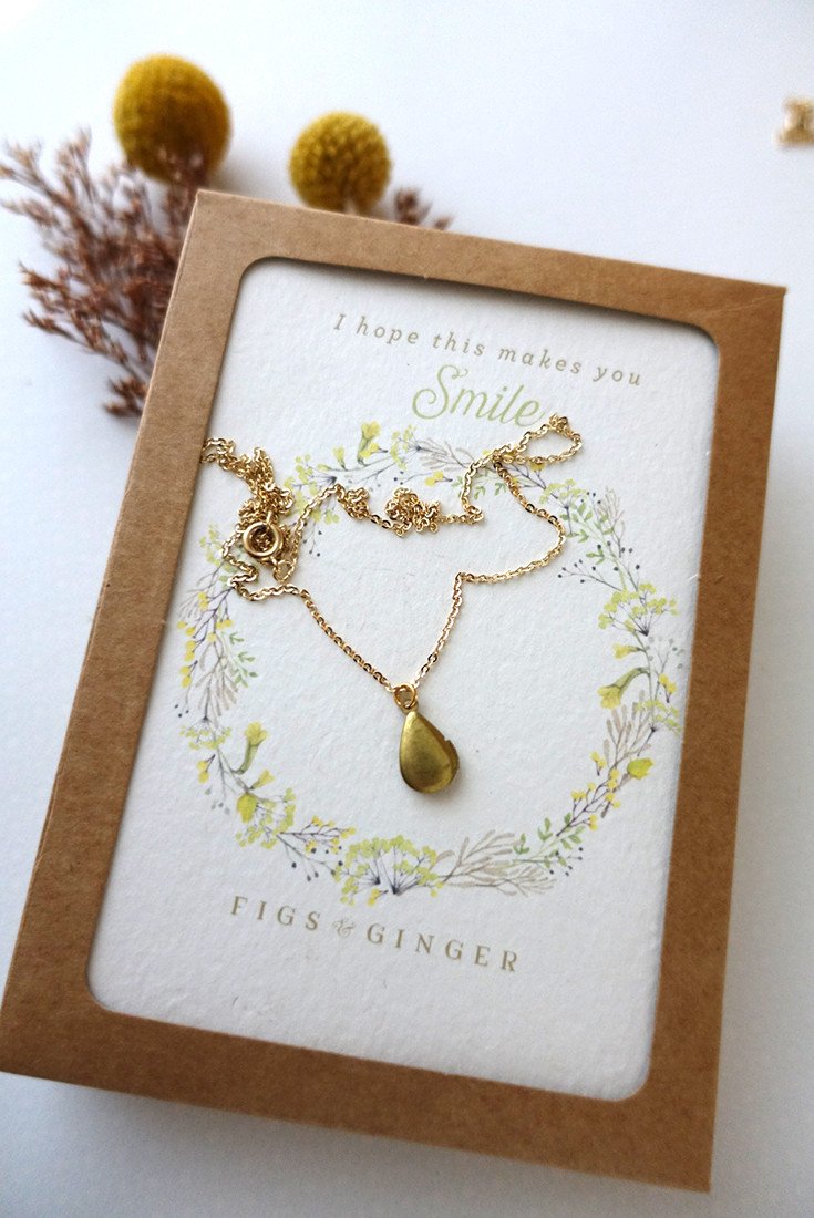 Amazing Mother's Day gift ideas for stepmothers and mothers-in-law: Teardrop locket from Figs & Ginger