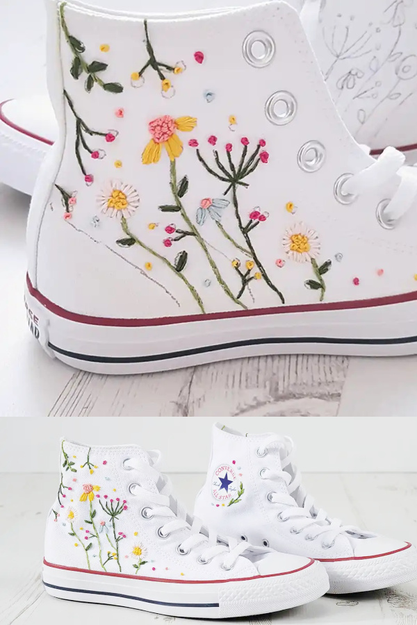 DIY embroidered white Converse sneakers: Tutorial via Gathered DIY embroidered white Converse sneakers: Tutorial via Gathered