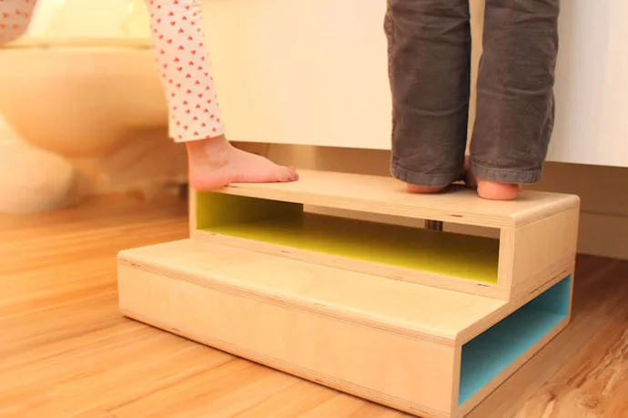 Modern StepUp step stool made for two kids