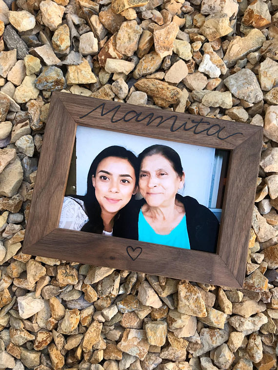 Customizable handmade walnut frame from The Figs Creations | Cool affordable Mother's Day gifts under $15