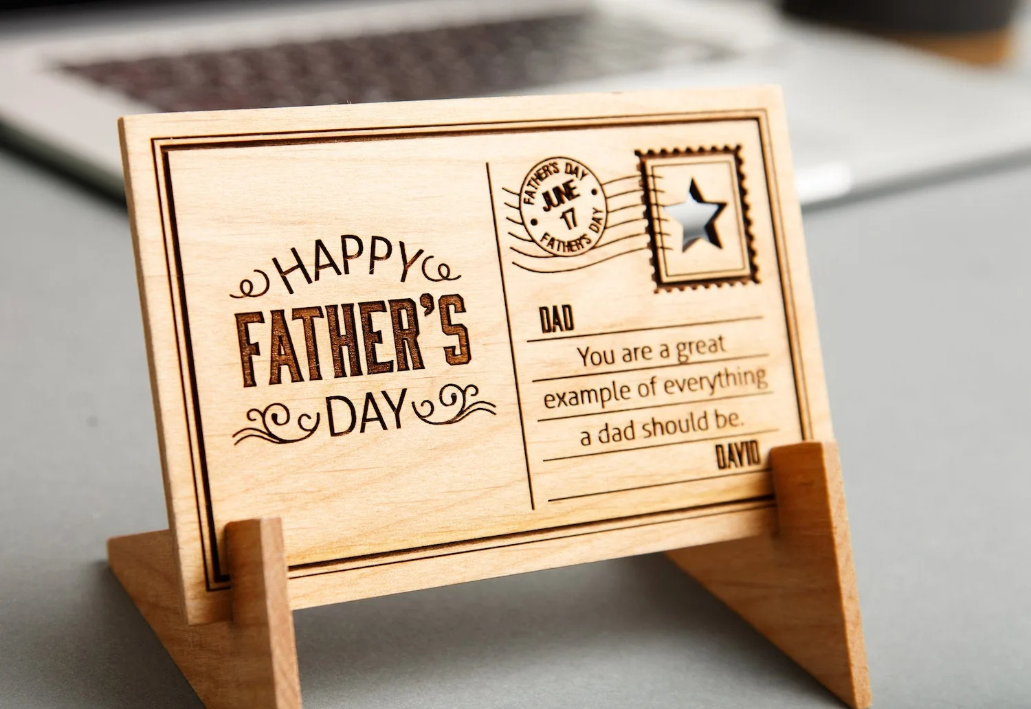 Cool Father's Day gifts under $15: Personalized wooden postcard art