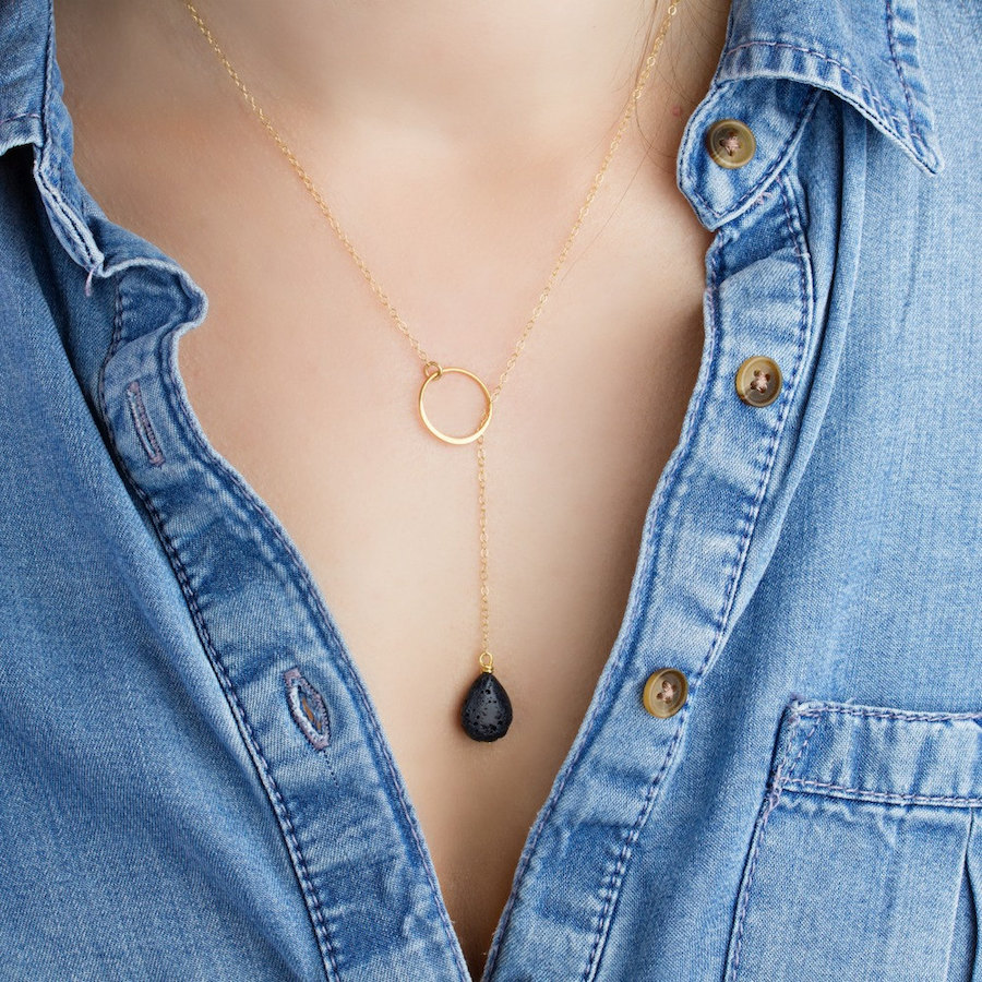 Essential Oil Jewelry: Teardrop Lariat at Lava Love Jewelry