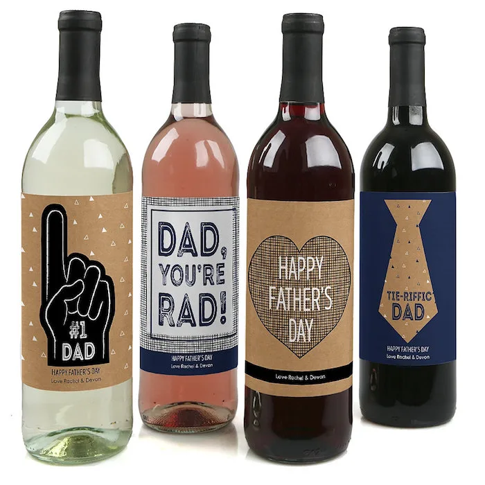 Personalized gifts for Father's Day: Custom Father's Day Wine Labels by Big Dot of Happiness