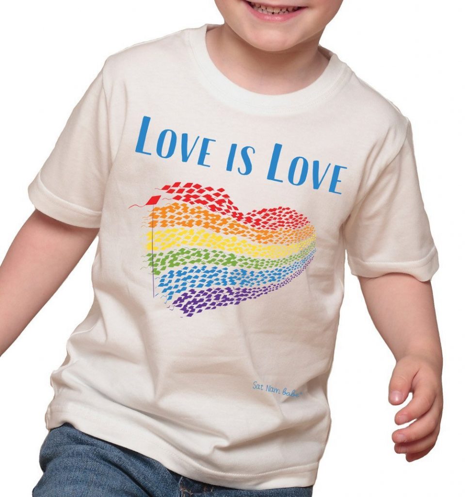 Love is Love child's tee featuring Ken Min's cover art illustration from Sat Nam Babe