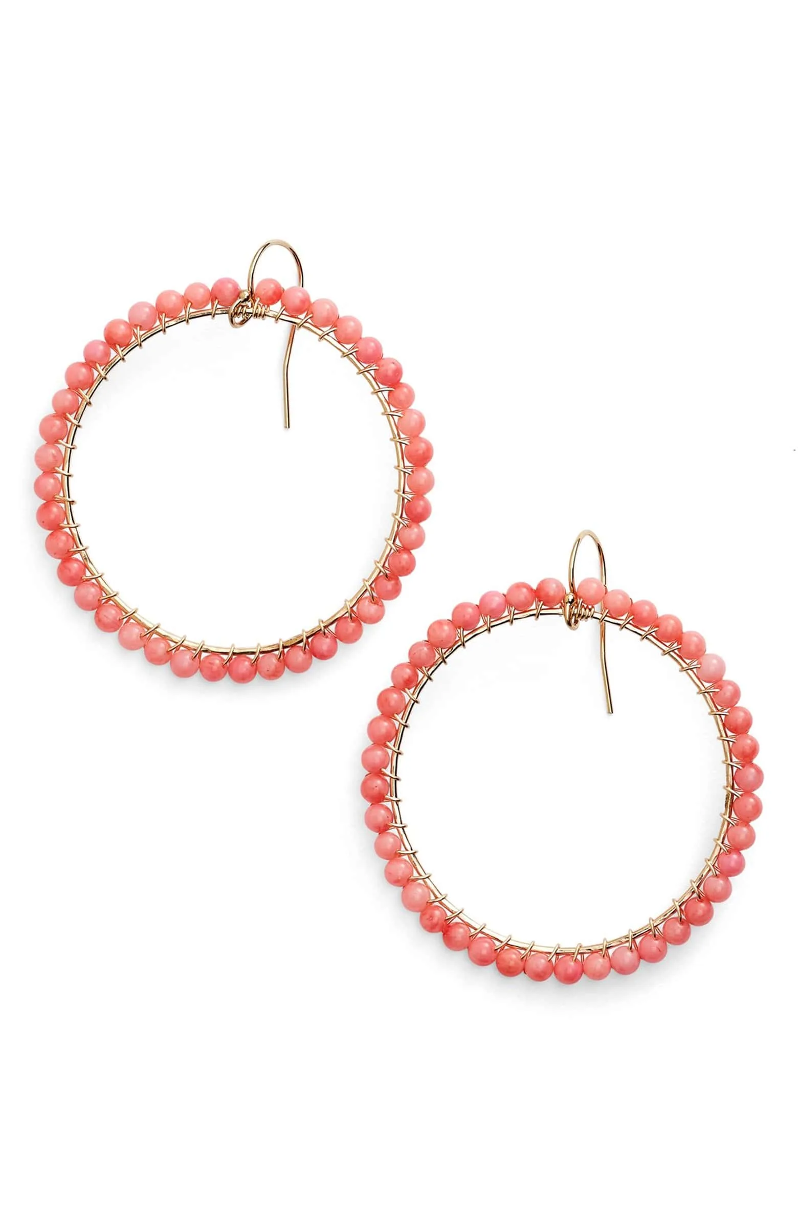 Ki-Ele Lani front hoop beaded earrings in coral