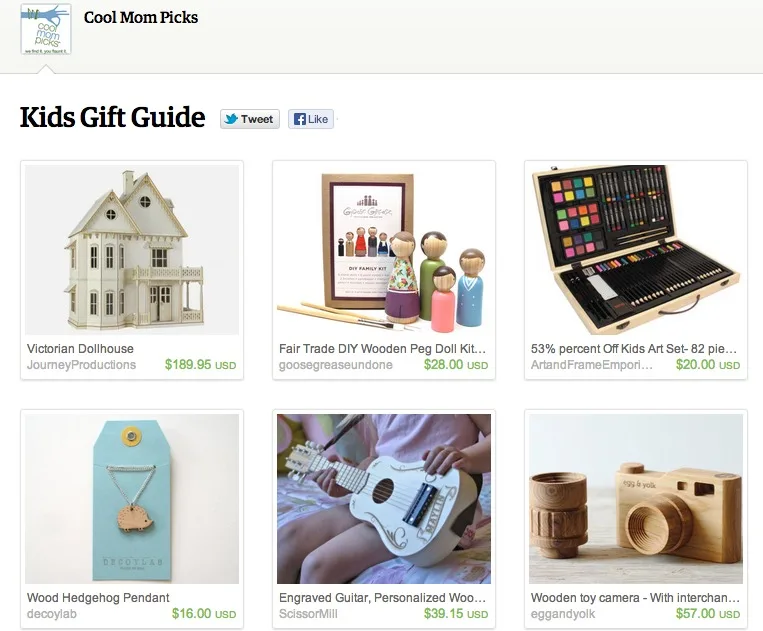 Etsy Tastemaker Pages - Shopping guide from Cool Mom Picks