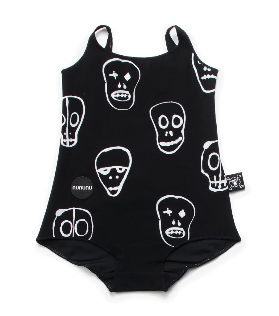 Black skull mask swimsuit for girls from Nununu