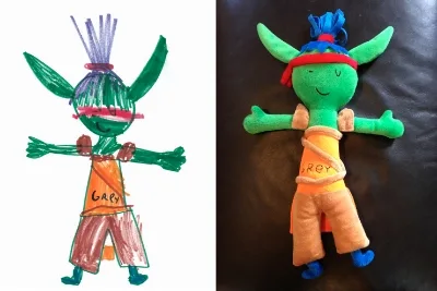 Turning kids' artwork into stuffed animals. As cuddly or scary as you (or they) want.