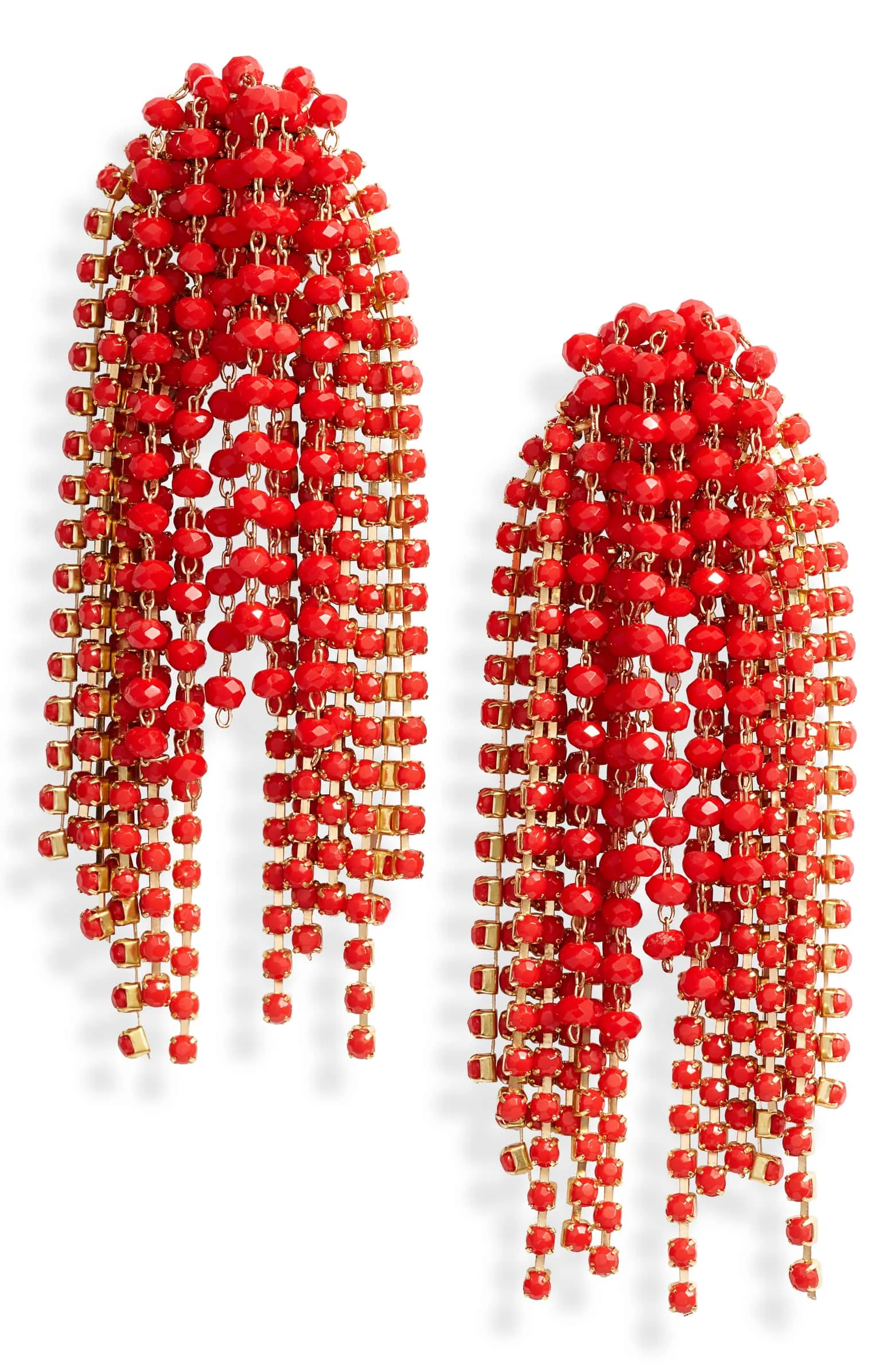 Pantone Coral earrings: coral crystal drop statement earrings by Serafina