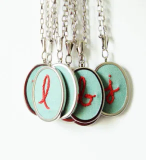 Personalized initial necklaces made with real thread. Not fake gold.
