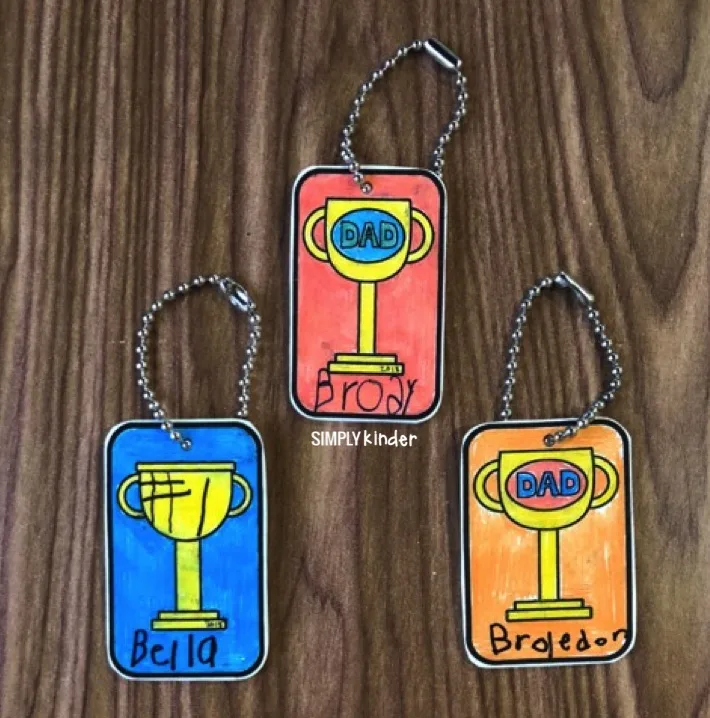 Shrinky Dinks make adorable Father's Day trophy keychains for dad with this tutorial from Simply Kinder
