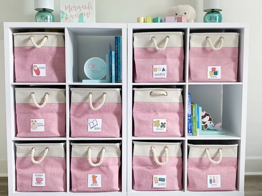 An organization system for Kate's daughter's room makeover for adopted kids by Bloom Family Designs
