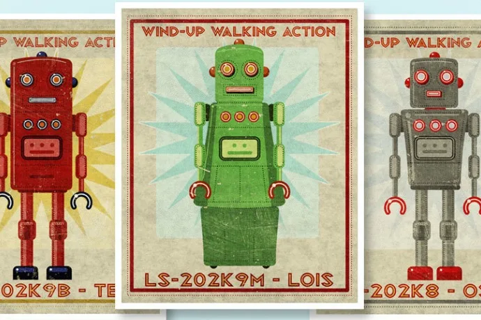 Retro Robot Art by John W Golden