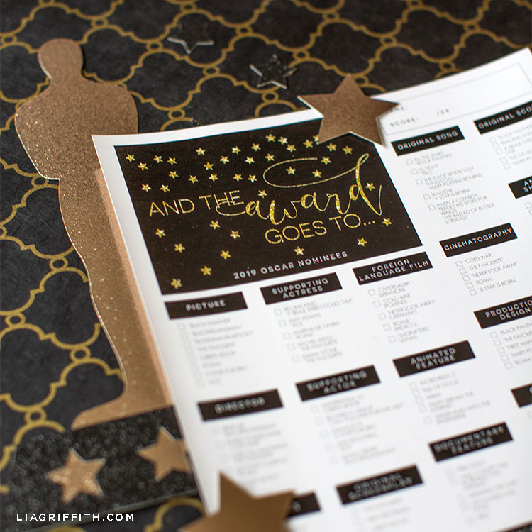 Oscars party ideas: 2019 Oscars ballot at Lia Griffith