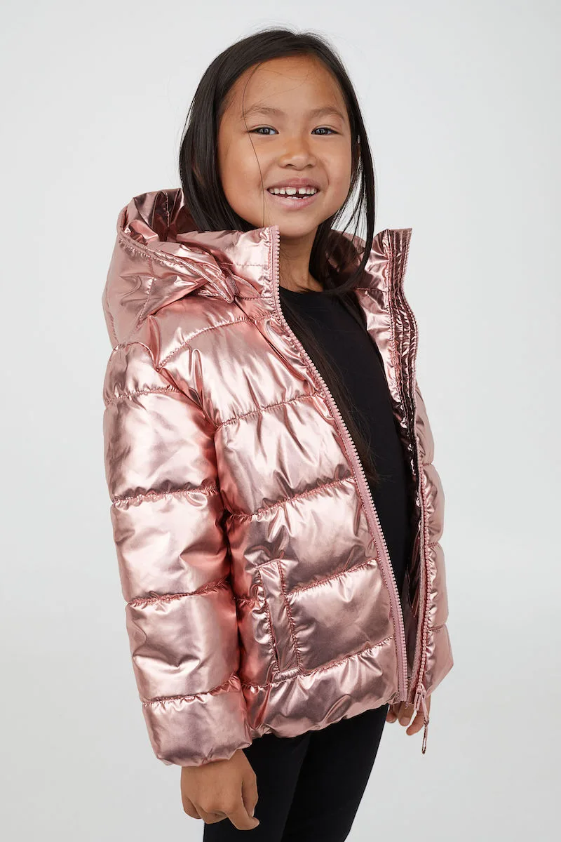 Winter coats for girls: Rose Gold puffer at H&M