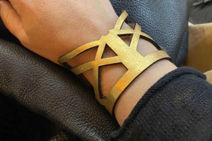 Leather bracelet handmade by Amber Poitier: See more of her accessories on CoolMomPicks.com