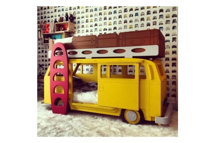 Get some sweet dreams in this cool retro VW camper bunk bed.