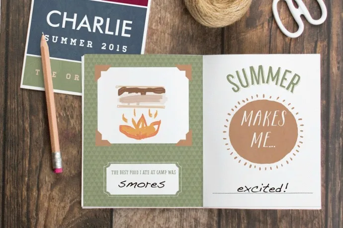 Free printable, customizable camp memory journal for kids