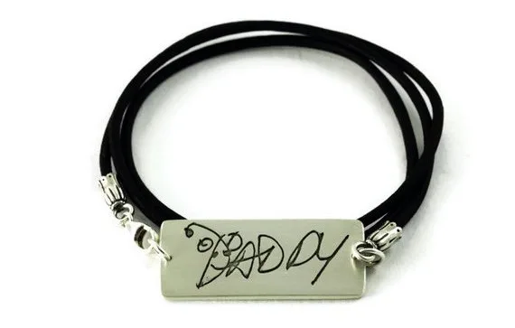 Personalized gifts for Father's Day: Custom Handwriting Bracelet by Metalmorphis