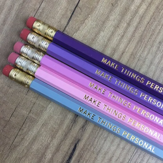 Great teacher gifts: Affordable personalized pencils from GoHobo on Etsy