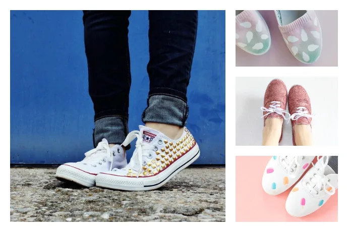 Here: studded Converse from A Beautiful Mess, Dip Dye Sneakers from Polka Dot Chair