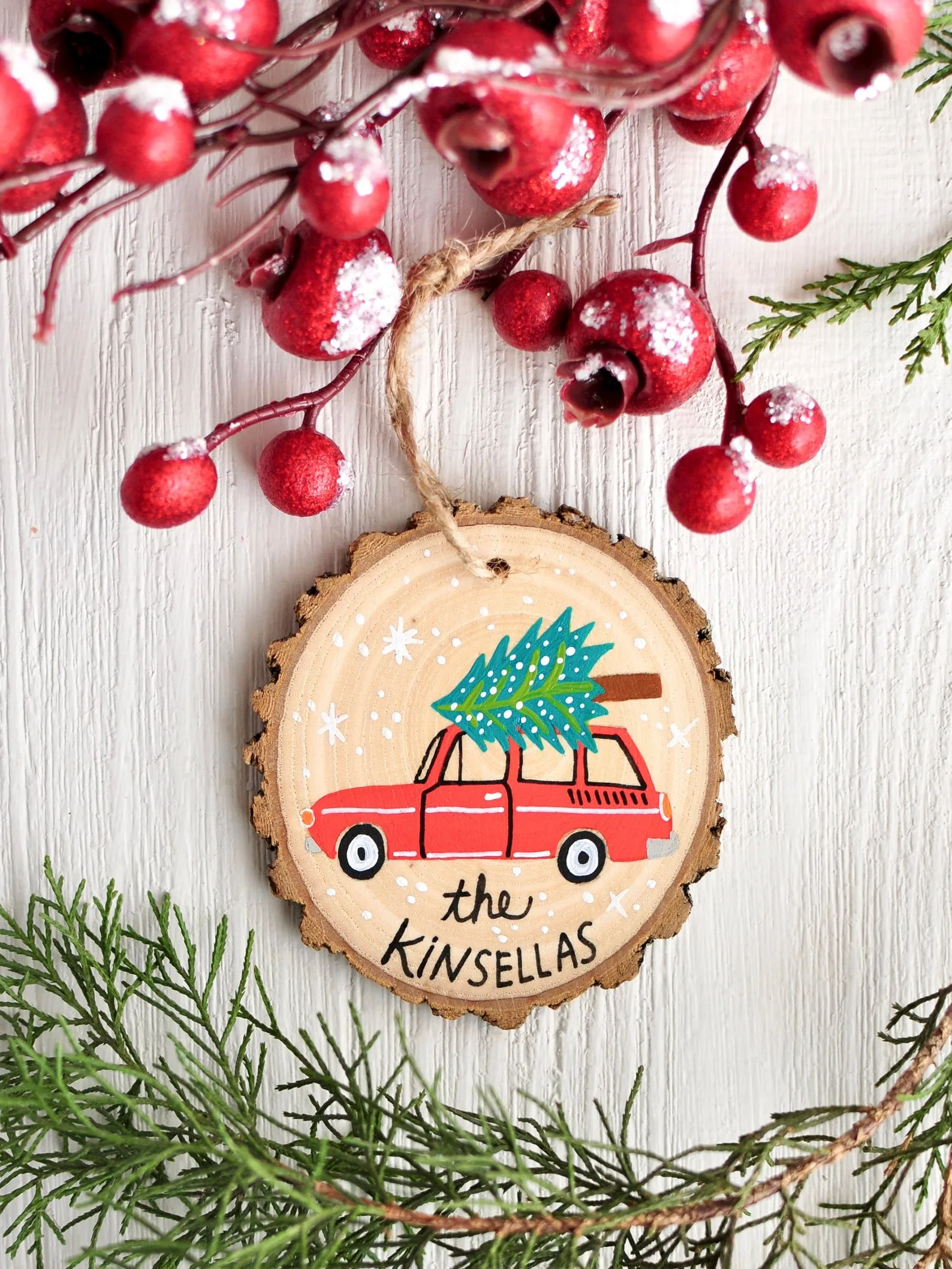 Personalized family ornament handmade by Emily Kinsella