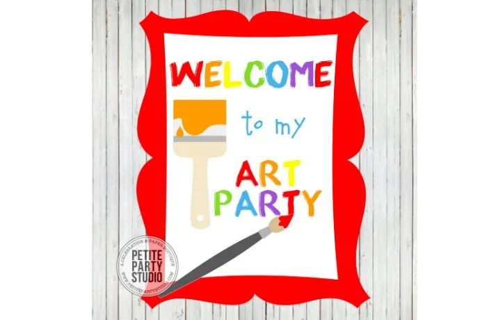 Rainbow Art Party sign by Petite Party Studio