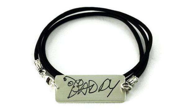Best personalized Father's Day gifts: Custom Handwriting Bracelet by Metalmorphis