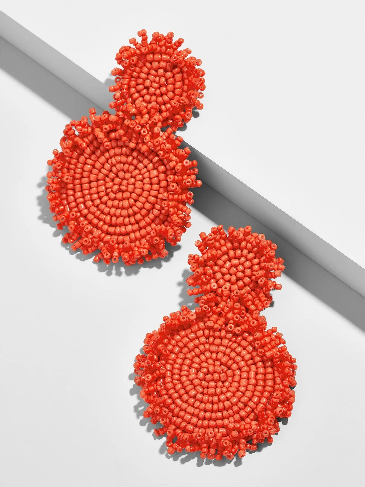 Pantone Coral earrings: Rianne Crop Beaded Drop Earrings in Coral