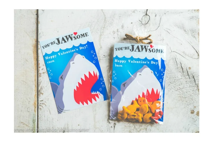 Valentine's Day cards for boys: Jawsome by KudzuMonster is awesome.