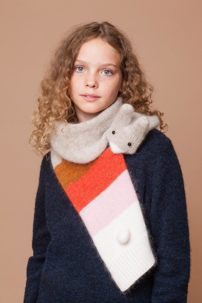 Hand knit animal scarves for adults, kids and babies from Etsy artist Nina: Kid-sized rabbit scarf