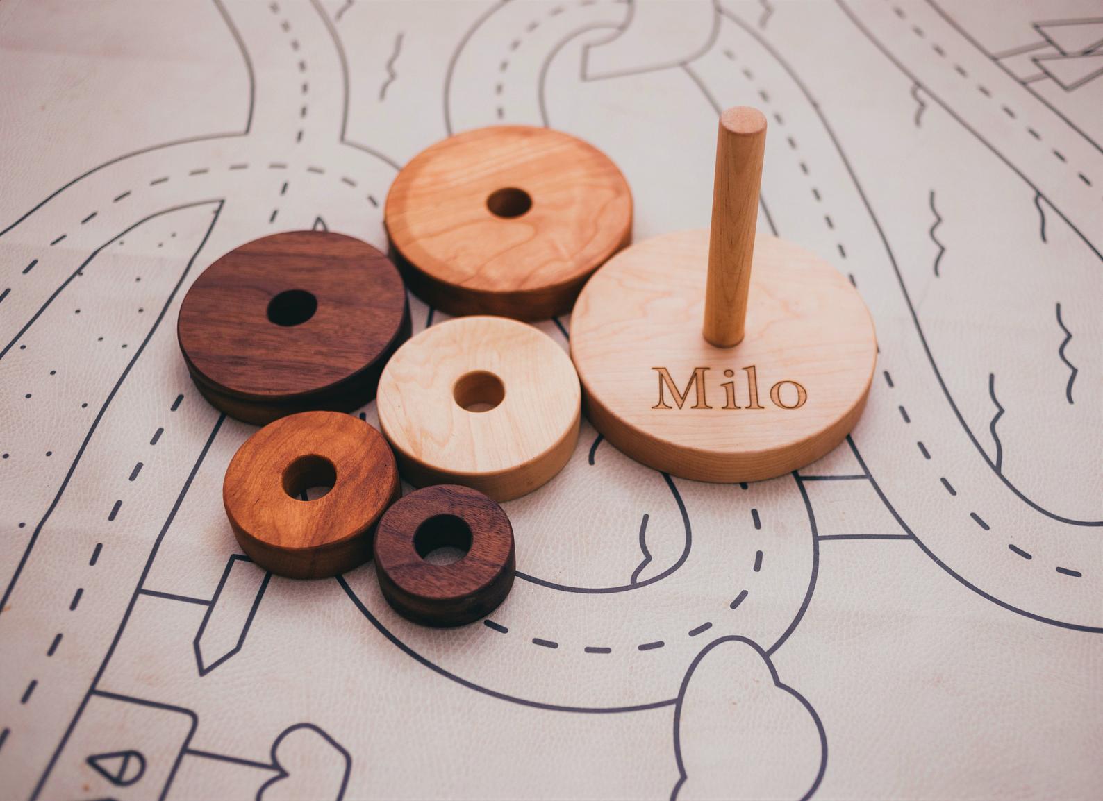10 best baby and toddler holiday gifts from small businesses: personalized wooden ring stacker | Small Business Holiday Gift Guide 2020