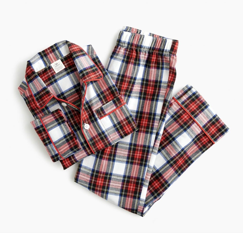 JCrew kids' flannel pajamas on sale for the holidays