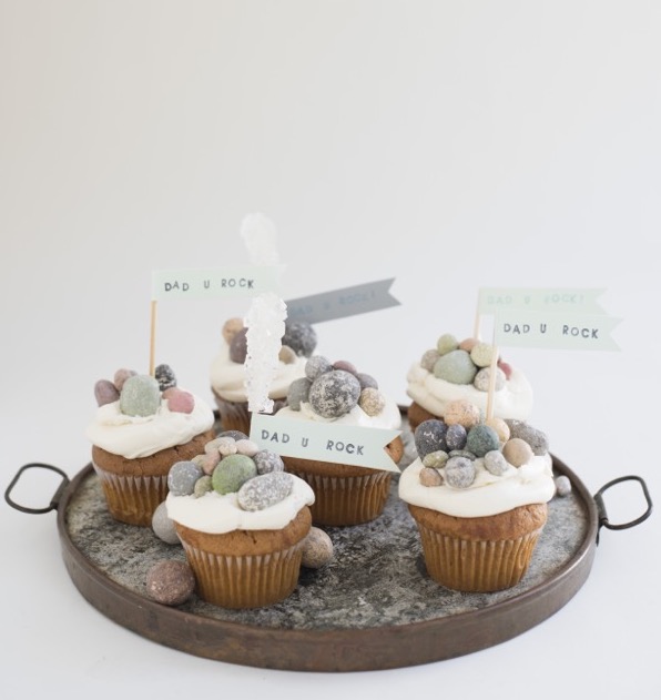 Easy Father's Day crafts for kids: Top cupcakes with chocolate rocks for an easy Father's Day edible craft from Oh Happy Day!