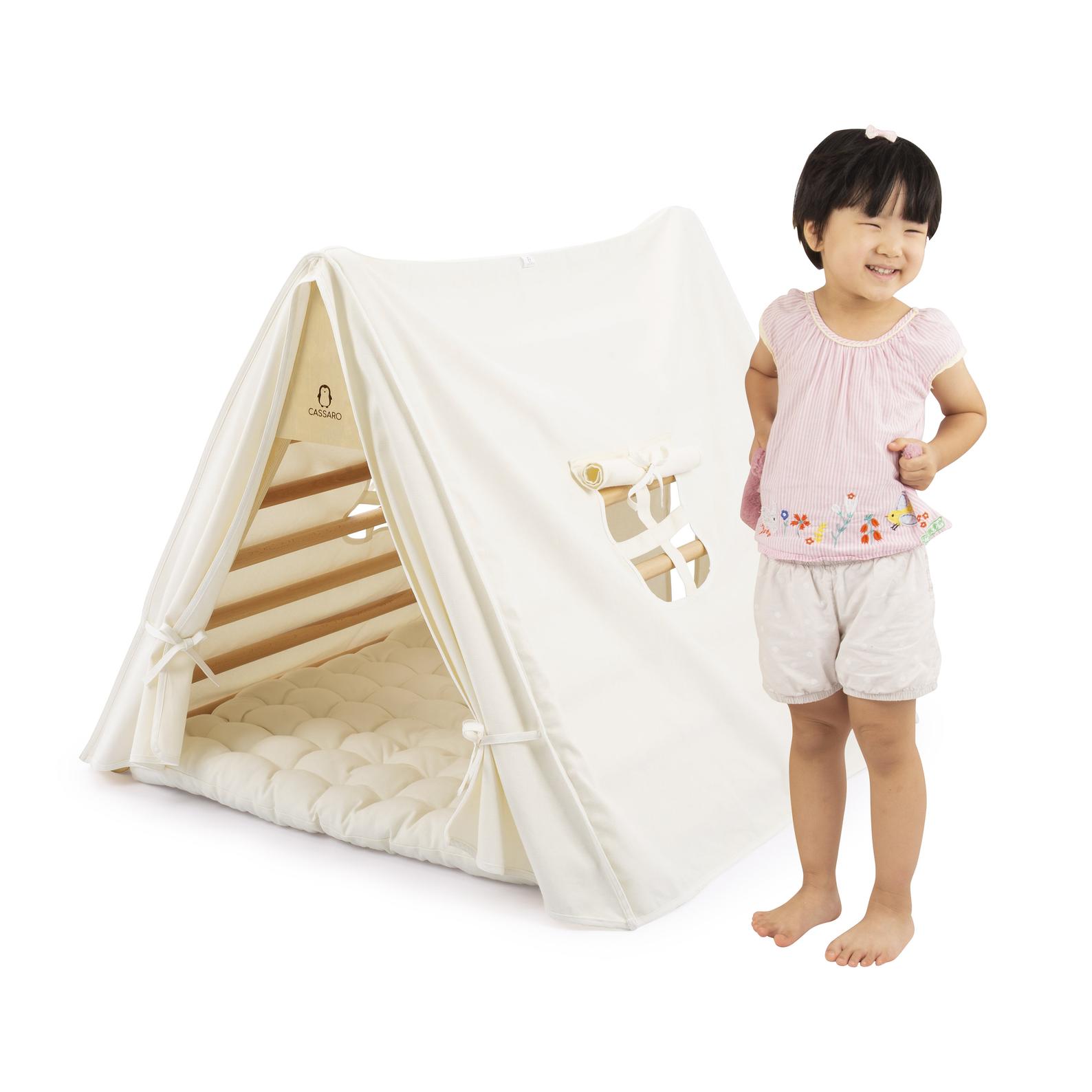 10 best baby and toddler holiday gifts from small businesses: Handmade climbing triangle with play tent attachment | Small Business Holiday Gift Guide 2020