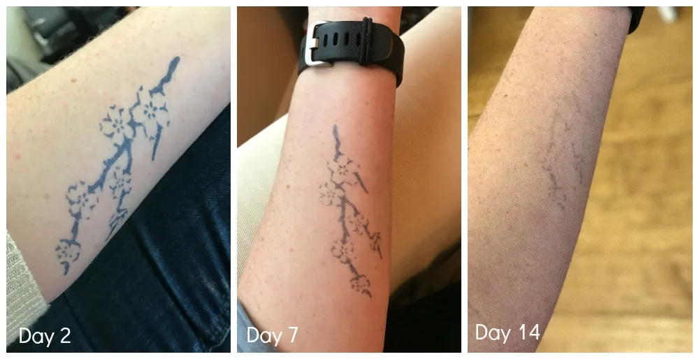 Inkbox tattoos: Directly after application, and a few hours later.