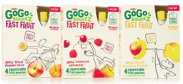 Fast Fruit for grownups on the GoGo. (Yes, squeeze packs for grownups!)