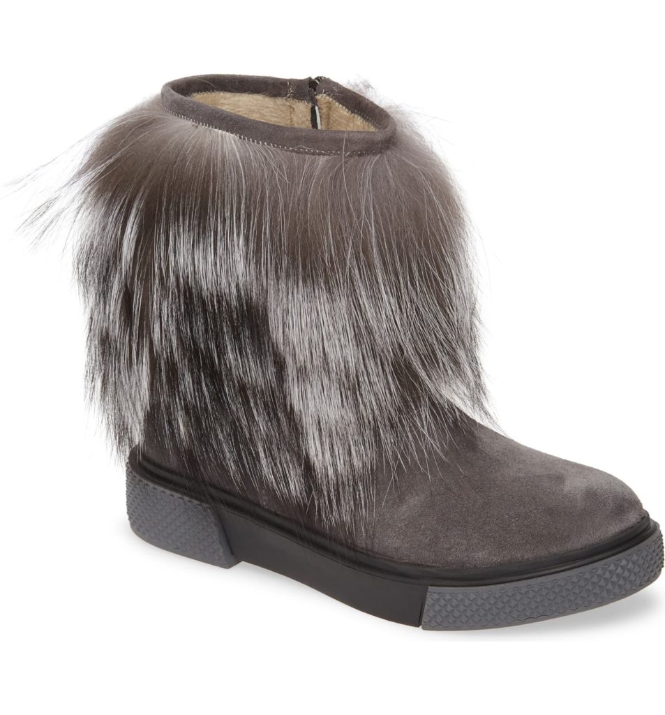 On trend: fur trim booties like these Sheridan Mia fox fur trimmed booties