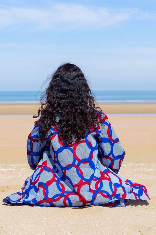 Umbrellas African print blue kimono jacket, slowfashion ethnic & ethic