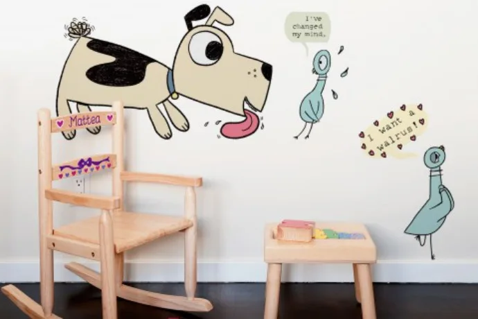 Mo Willems Wall Decals featuring Pigeon and Puppy by Blik