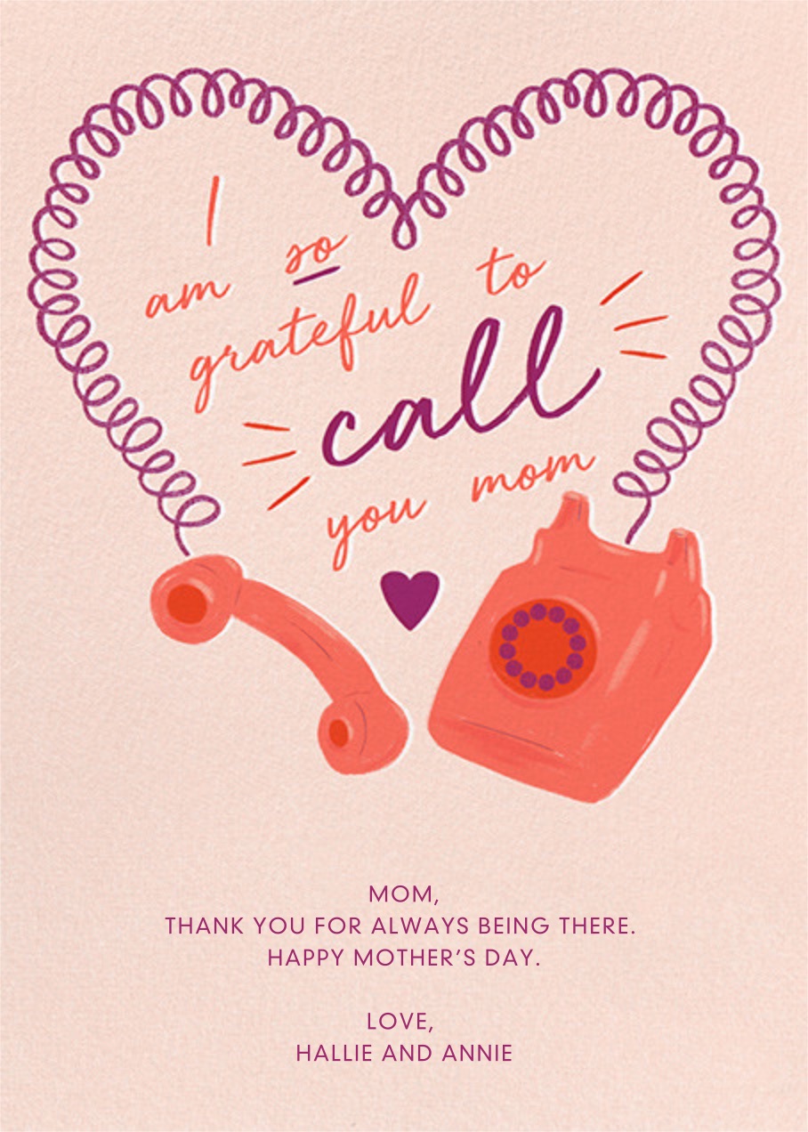 Mother's Day e-cards that know just what to say: This Heart Cord card is perfect if mom is #1 on your speed dial.