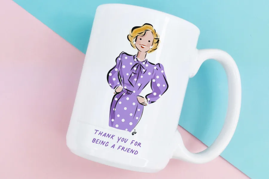 Betty White "Thank you for Being a Friend" mug from Jennifer Vallez supports animal rescue