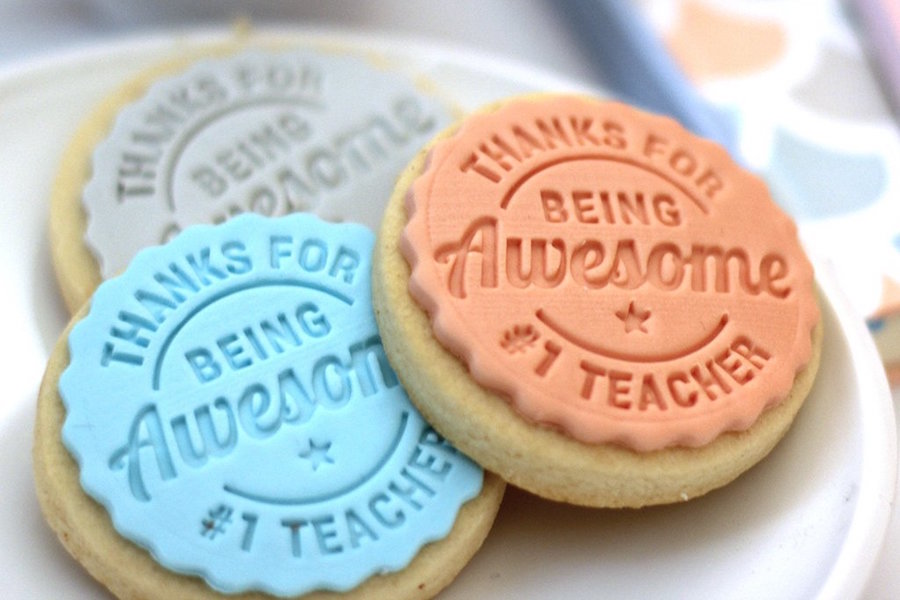 Holiday gift idea for teachers: Teacher Thank-You Cookie Stamp by The Cookie Stamp Co.