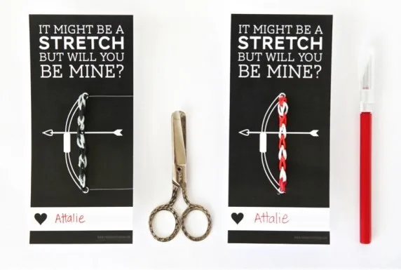 Printable rainbow loom valentine card via Paging Supermom